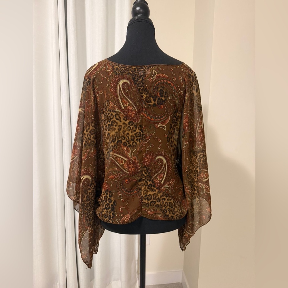 Women’s Brown Paisley & Leopard Print Blouse - Picture 4 of 5